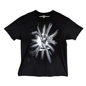Vintage Marvel Mad Engine Size 2XL Black Silver Surfer Shirt Fantastic Four Y2K